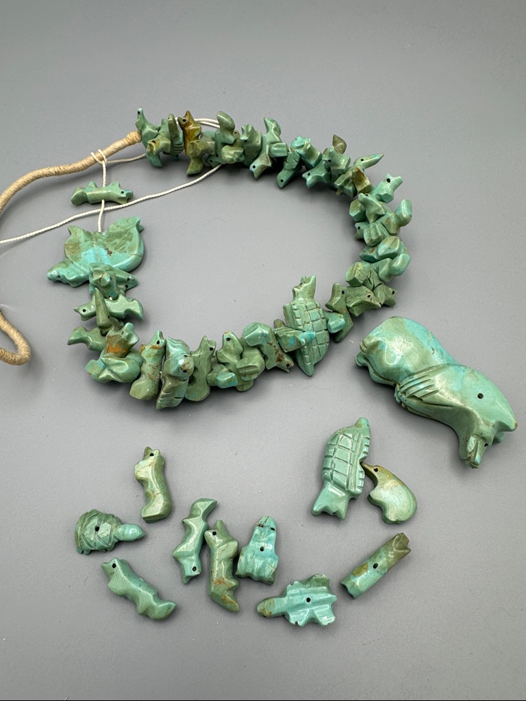 Turquoise Carved Animals Necklace Standing Bear, Turtle And More!
